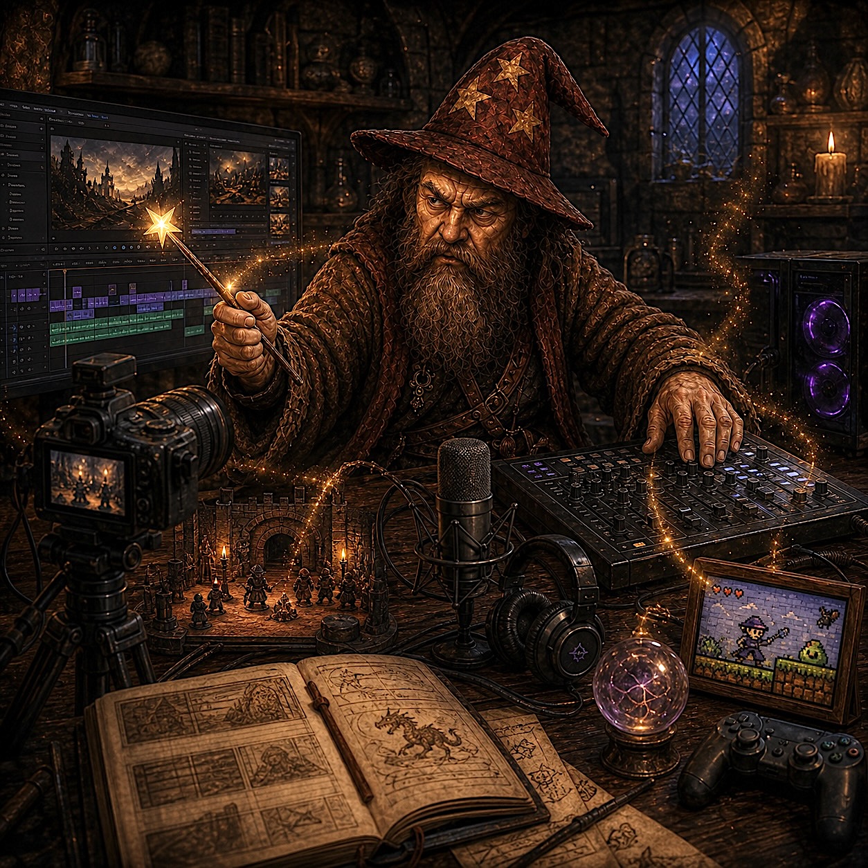 Malgrin working in the Bad Wizard Design studio